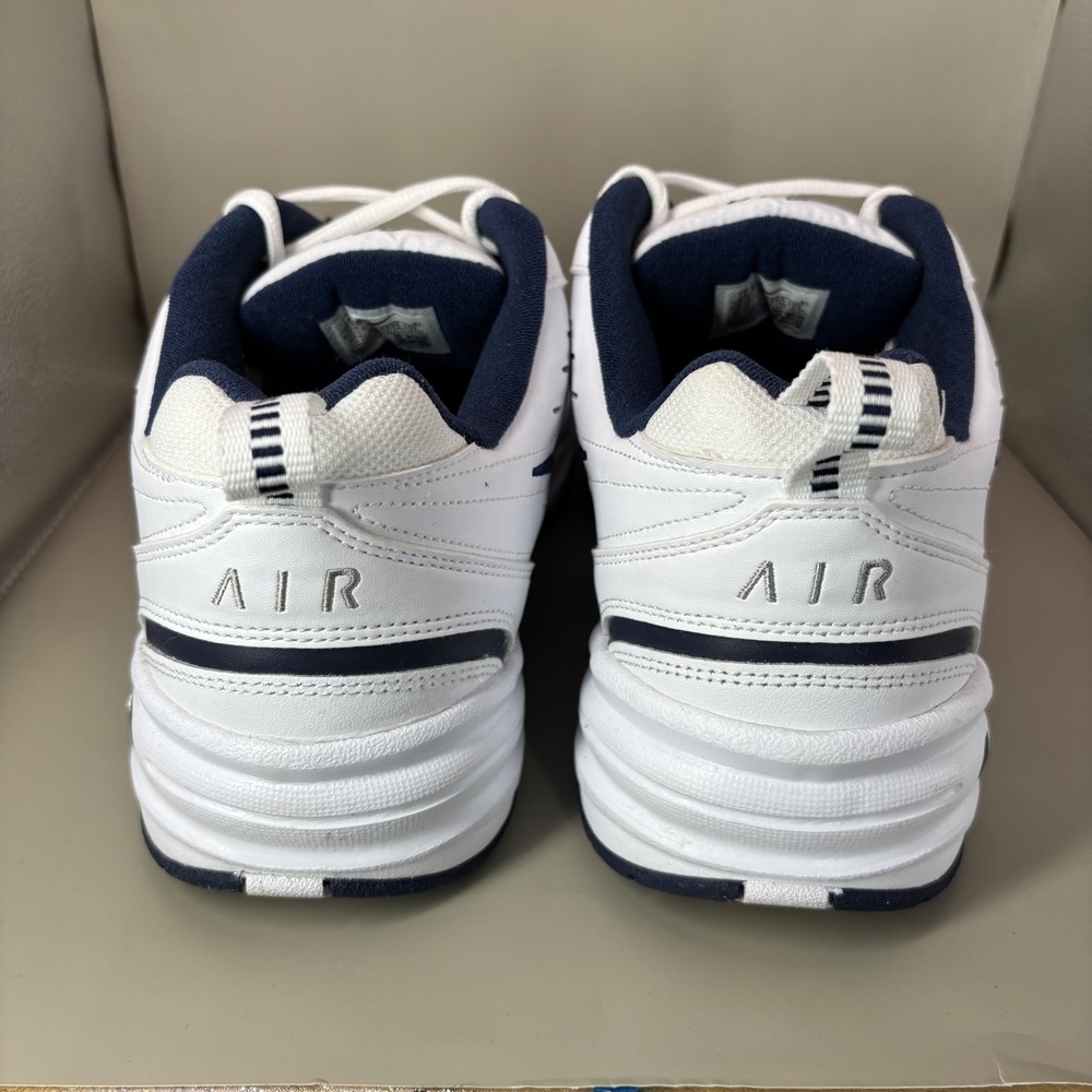 Nike Air Monarch IV White Midnight Navy Wide 4E Training Shoes 416355-102 Men 14 - Picture 4 of 7